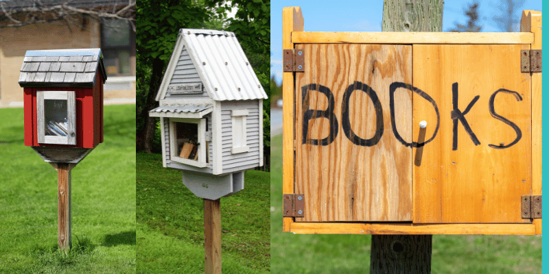 Three neighborhood Little Free Libraries